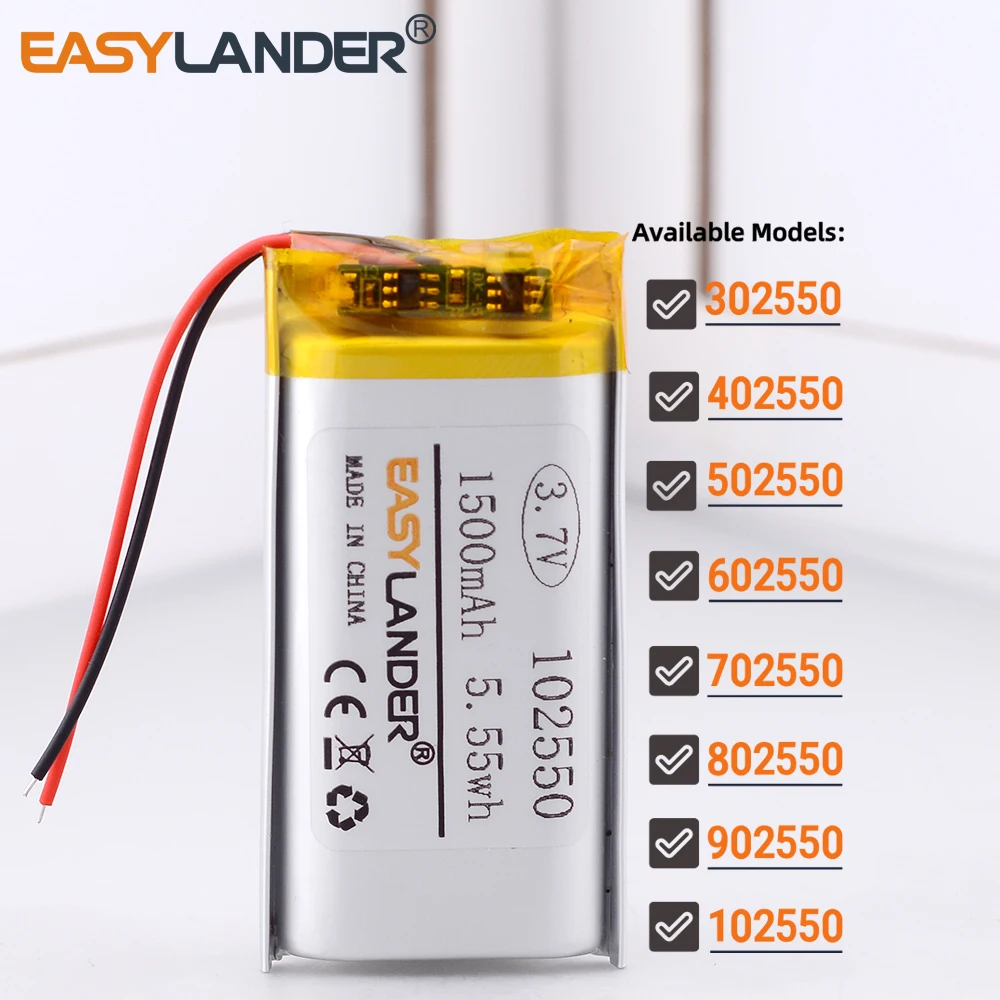 3.7V 502550 600mAh Li-ion Polymer Lithium Battery Lipo Batteries 302550 402550 602550 702550 802550 902550 102550