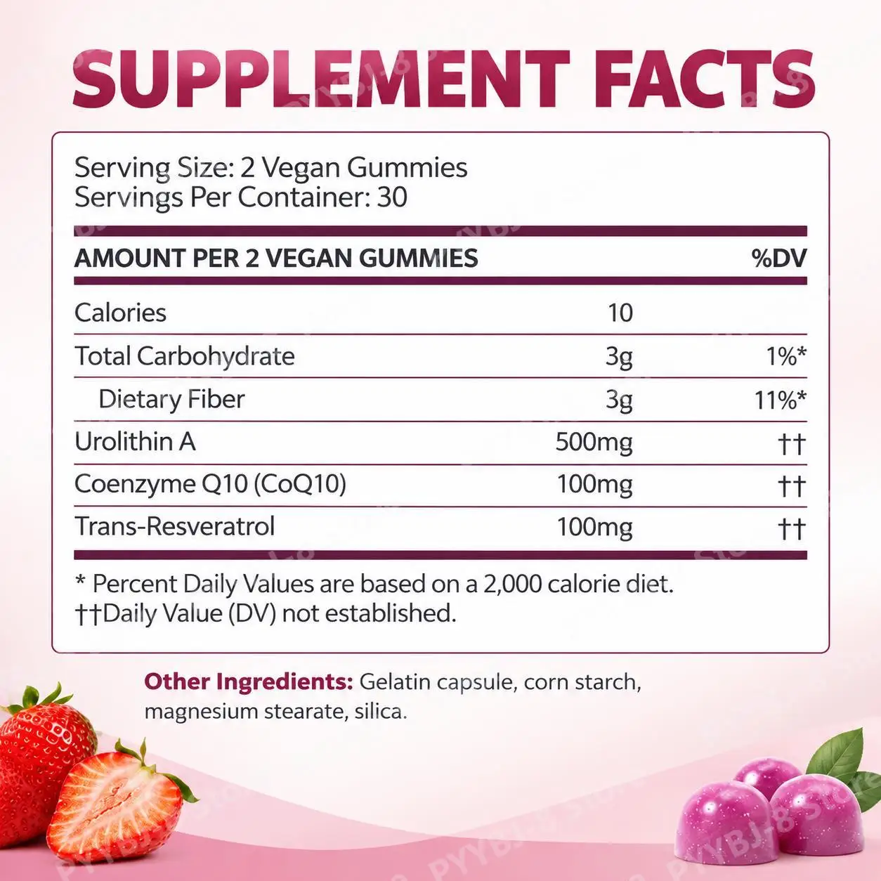 Urolithin A Gummies with CoQ10 and Trans-Resveratrol for Cellular Energy Support and Healthy Aging Support, 60 Gummies