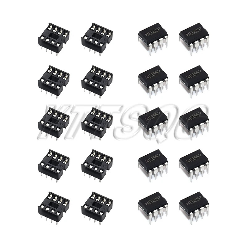 20Pcs (10 Each) NE555 NE555P IC 555 Timer Programming Oscillator Chip & 8 Pin DIP Sockets