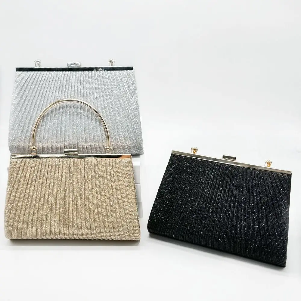 

Shoulder Bag Fashionable Women Evening Handbag Luxury Elegant Crossbody Bag Pleated Glitter Banquet Bag Wedding