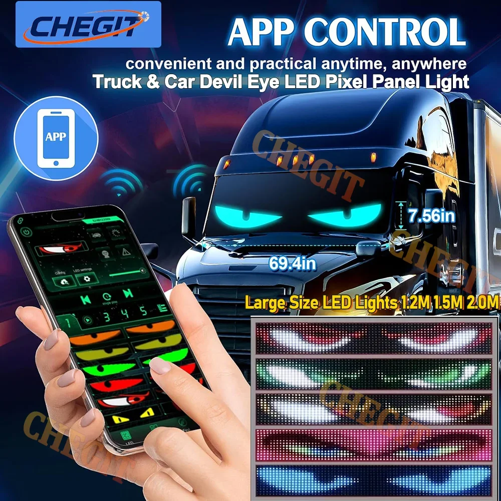 

Дьявольский глаз, лобовое стекло грузовика, управление через приложение, гибкий светодиодный дисплей для анимации глаз, умная прокрутка, глаз сообщений, мягкая светодиодная вывеска