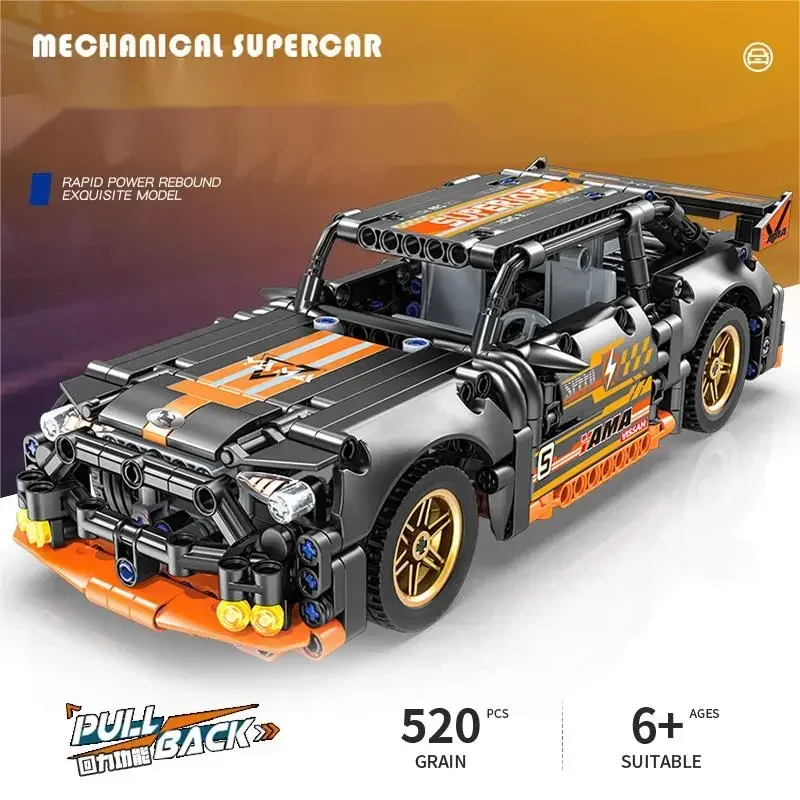 Technical Super Racing Car Model Building Blocks Automobile Pull Back DIY MOC Vehicle Bricks Children Construction Toys