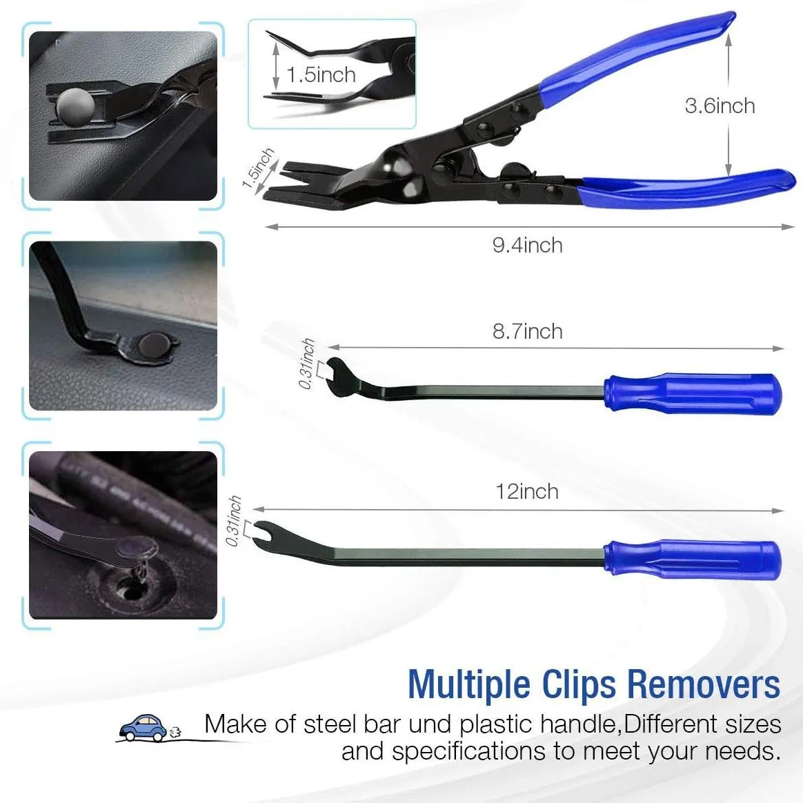 1-4PC Car Clip Removal Pliers Tools Auto Body Panel Door Fastener Push Pin Trim Removal Tool Kit Automotive Pry Tool Repair Set - view 6