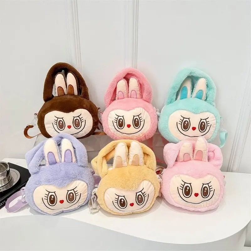 Hot Selling Labubu Crossbody Bag Cute Long Ears Big Mouth Rabbit Cartoon Anime Plush Toy Doll Versatile Boutique Gift Girl Child