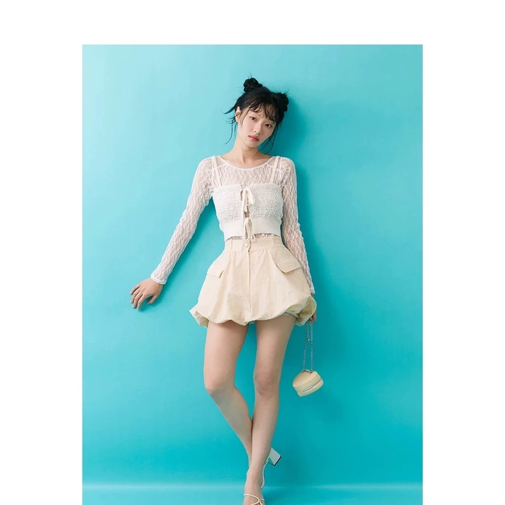 

Юбка Torowee с высокой талией, плиссированная, с большими карманами, весна-лето, новинка, школьный стиль, женская повседневная, из полиэфирного волокна