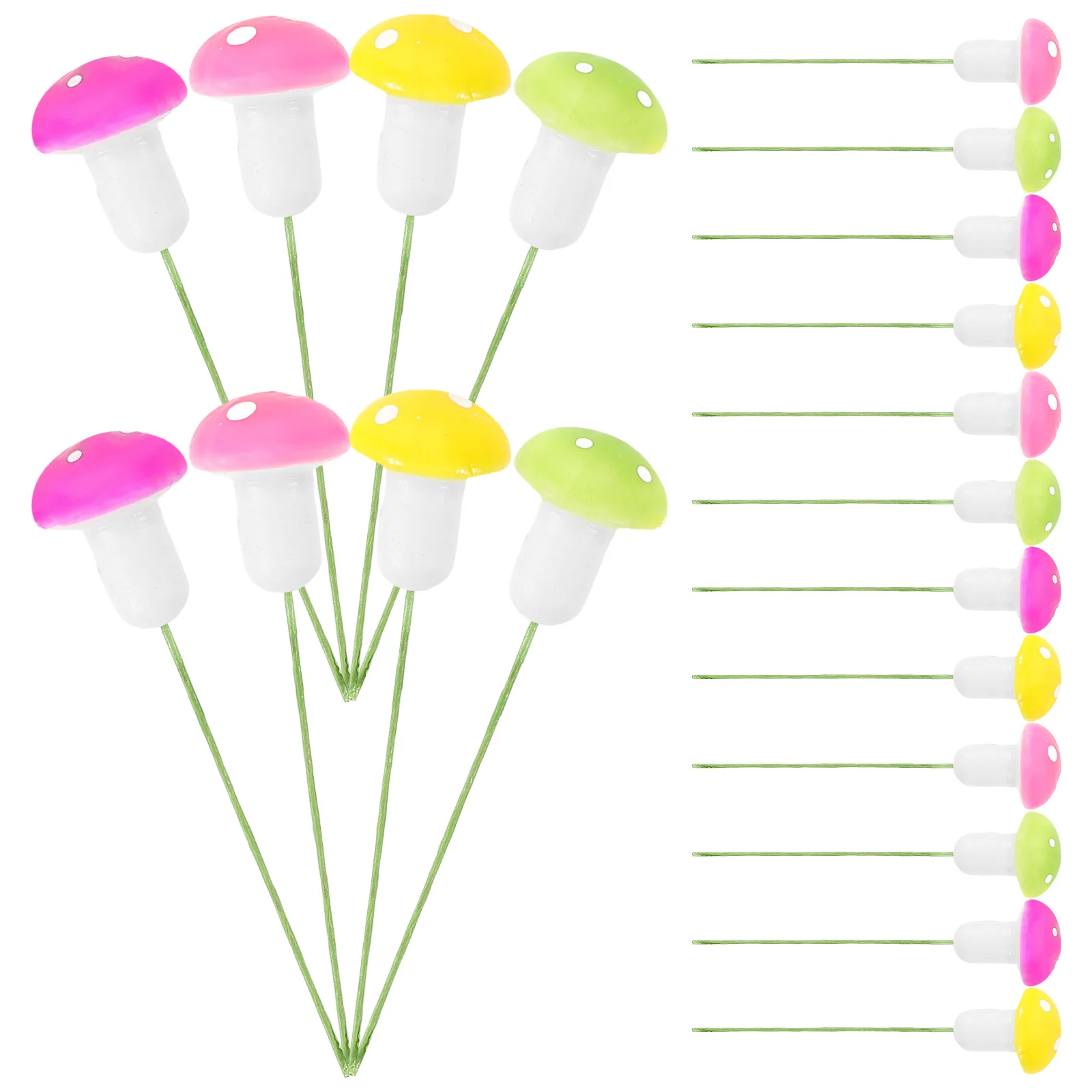 60 قطعة فطر صغير ملون مختلط الحجم S الجنية حديقة العصي الزخرفية لحديقة صغيرة العصارة الحاويات ديكور النبات