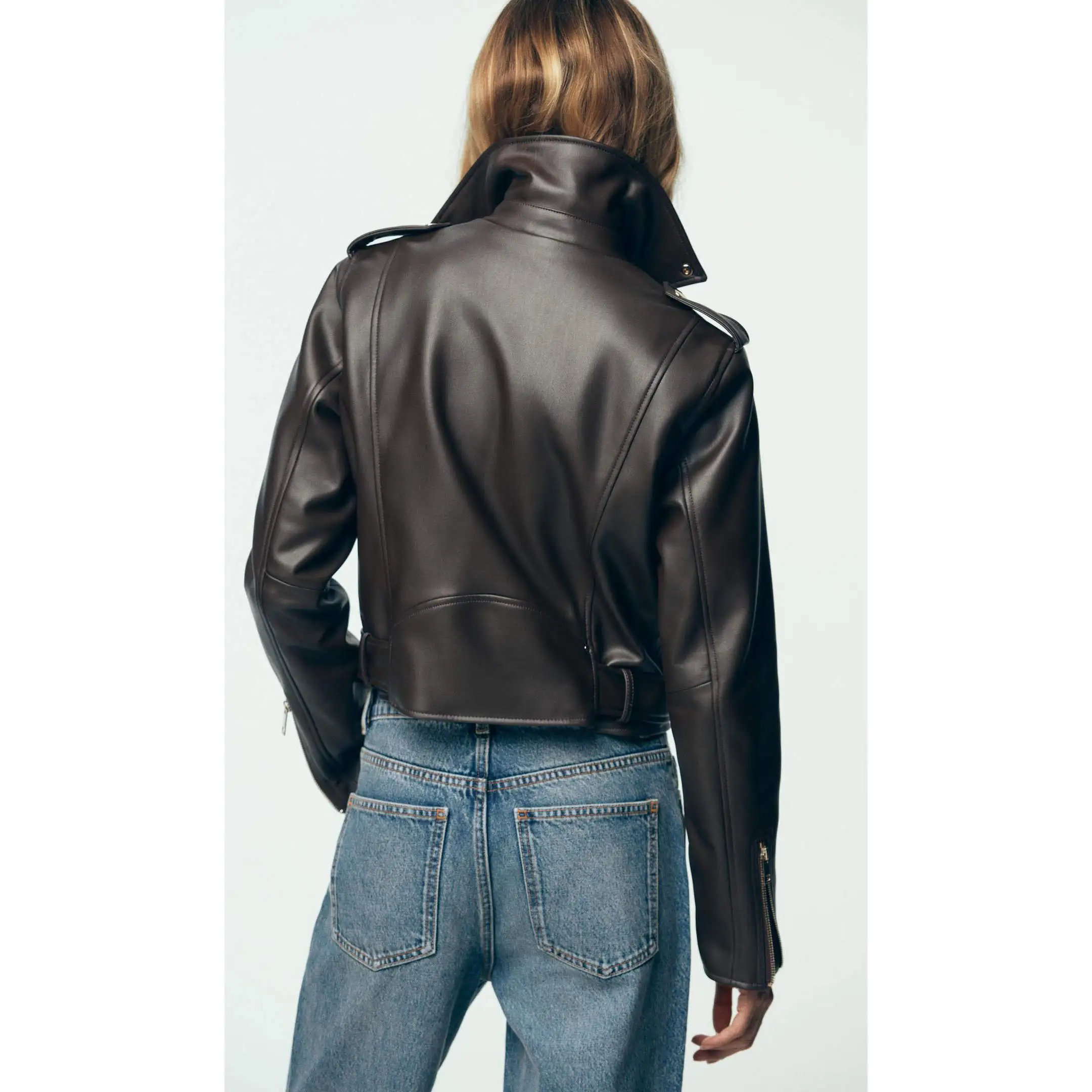 Faionable بو السائق Sle المرأة Jaet ort ملابس خارجية الشارع Sle طويل Sve سستة إغلاق الخريف جديد وصول 2025 الاتجاه