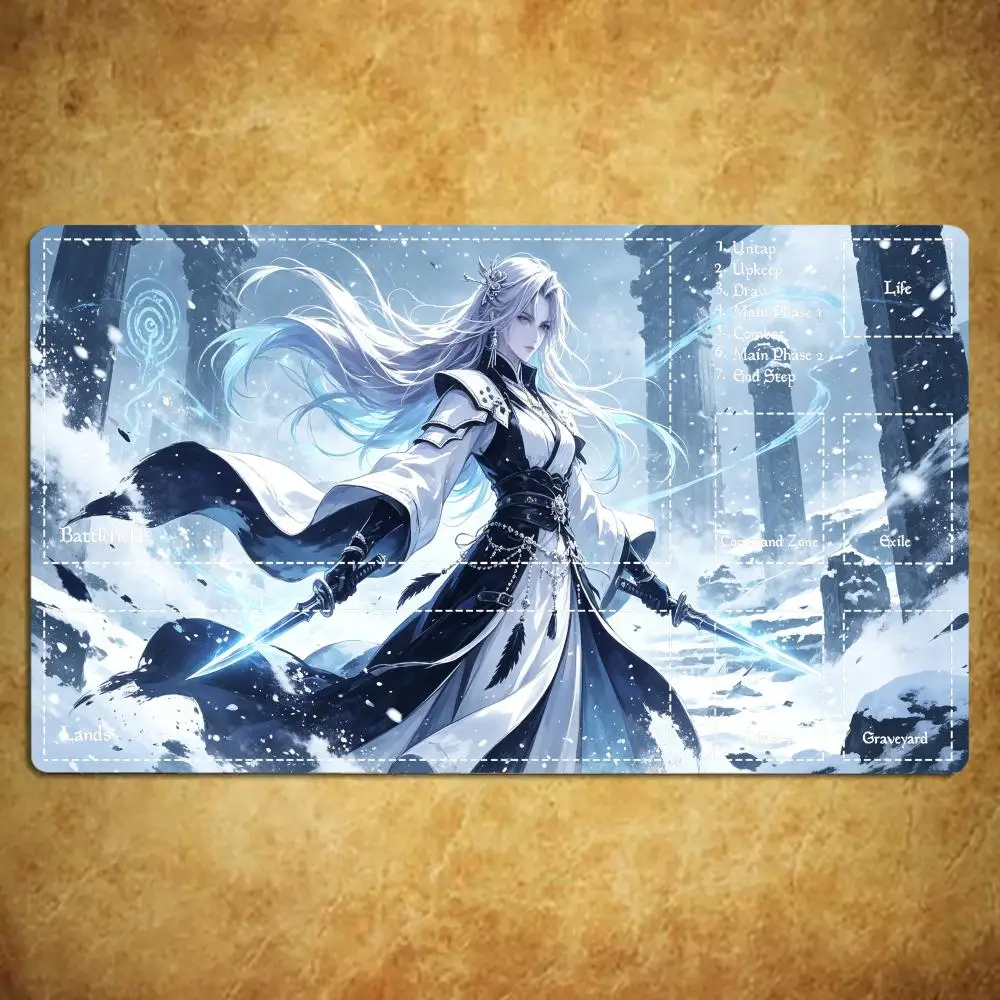 Anime Sword Warrior Large Gaming Mouse Pad Non Slip Desk Mat Stitched Edge Mouse pad Fantasy Print For Gaming Office Desktop