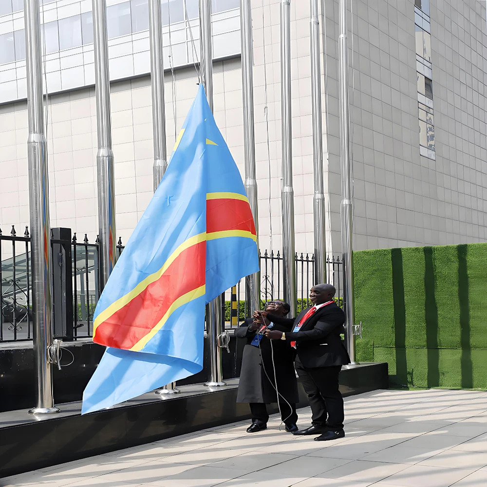 DR Congo National Flag 90x150 Cm Polyester Hanging Banner for Patriotic Displays Easy-to-Hang for Events And Cultural Gatherings