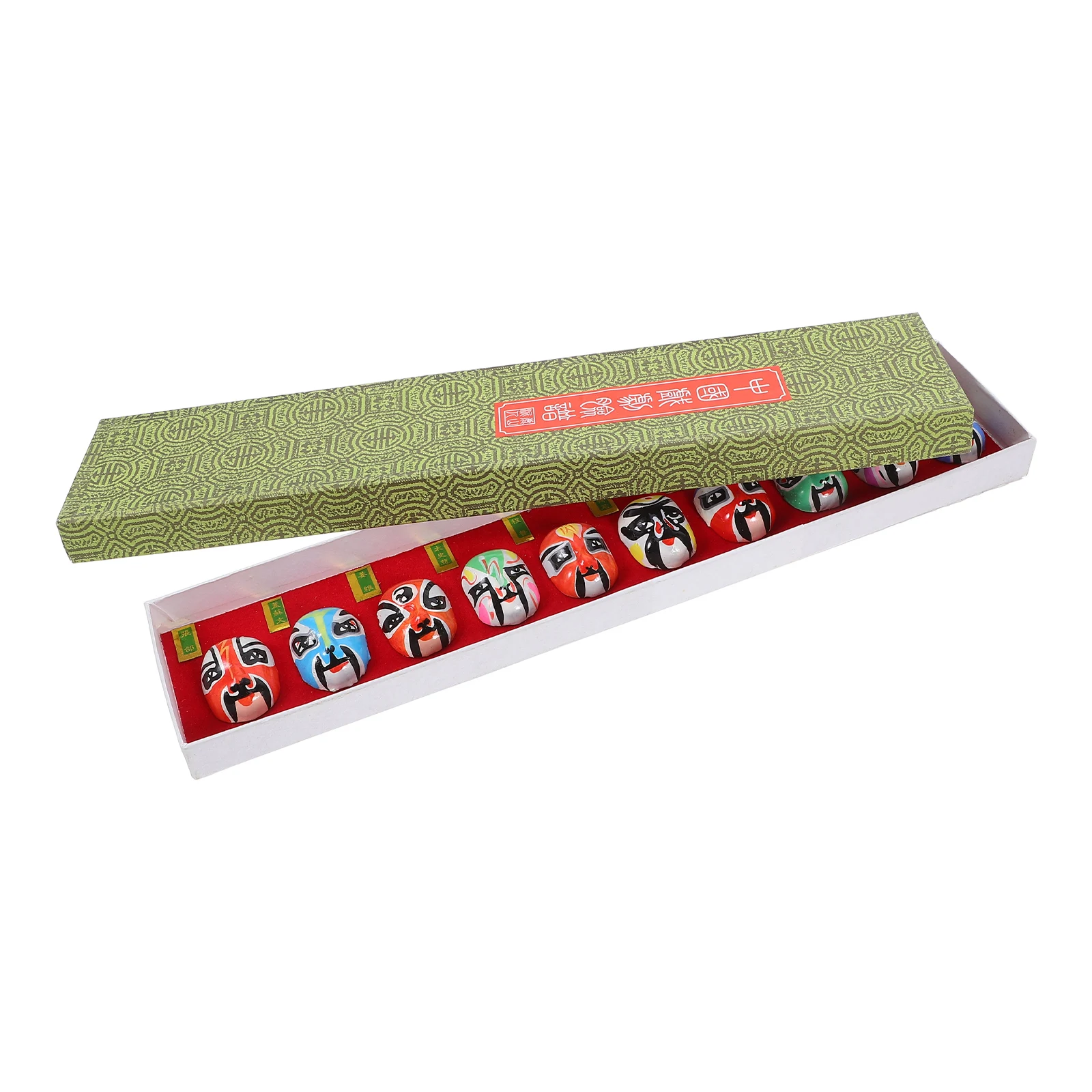 

10Pcs Mini Peking Opera Mask Clay Artisanal Decoration Traditional Chinese Cultural Piece for Shelf Desk Display
