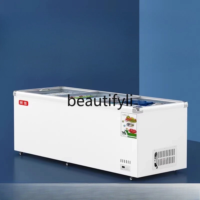 

Refrigerated Display Cabinet Freezer Transparent Glass Fresh-keeping Cabinet Commercial Large Capacity Horizontal Island Cabinet
