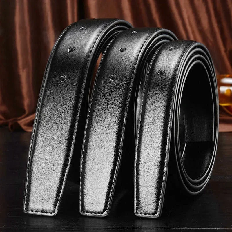 2,4 2,8 3,0 3,2 3,5 3,8 cm Breite Echter Gürtel Keine Schnalle Männer Dornschließe Leder Schwarz Rindsleder Gürtelkörper ohne Schnallenriemen – Detail 7