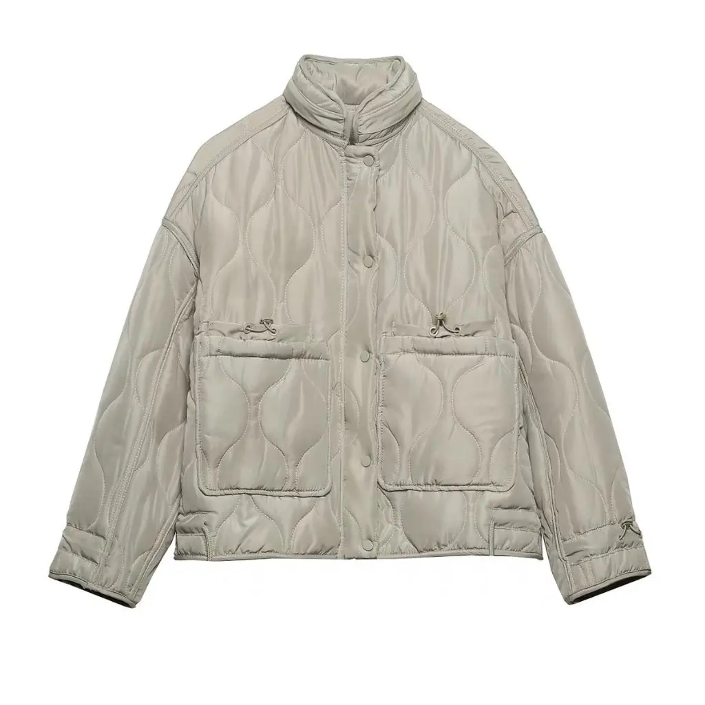 

Women's Thin Cotton-Padded Jacket Short Hooded Loose Casual Quilted Korean Style Small Standing Collar Top
