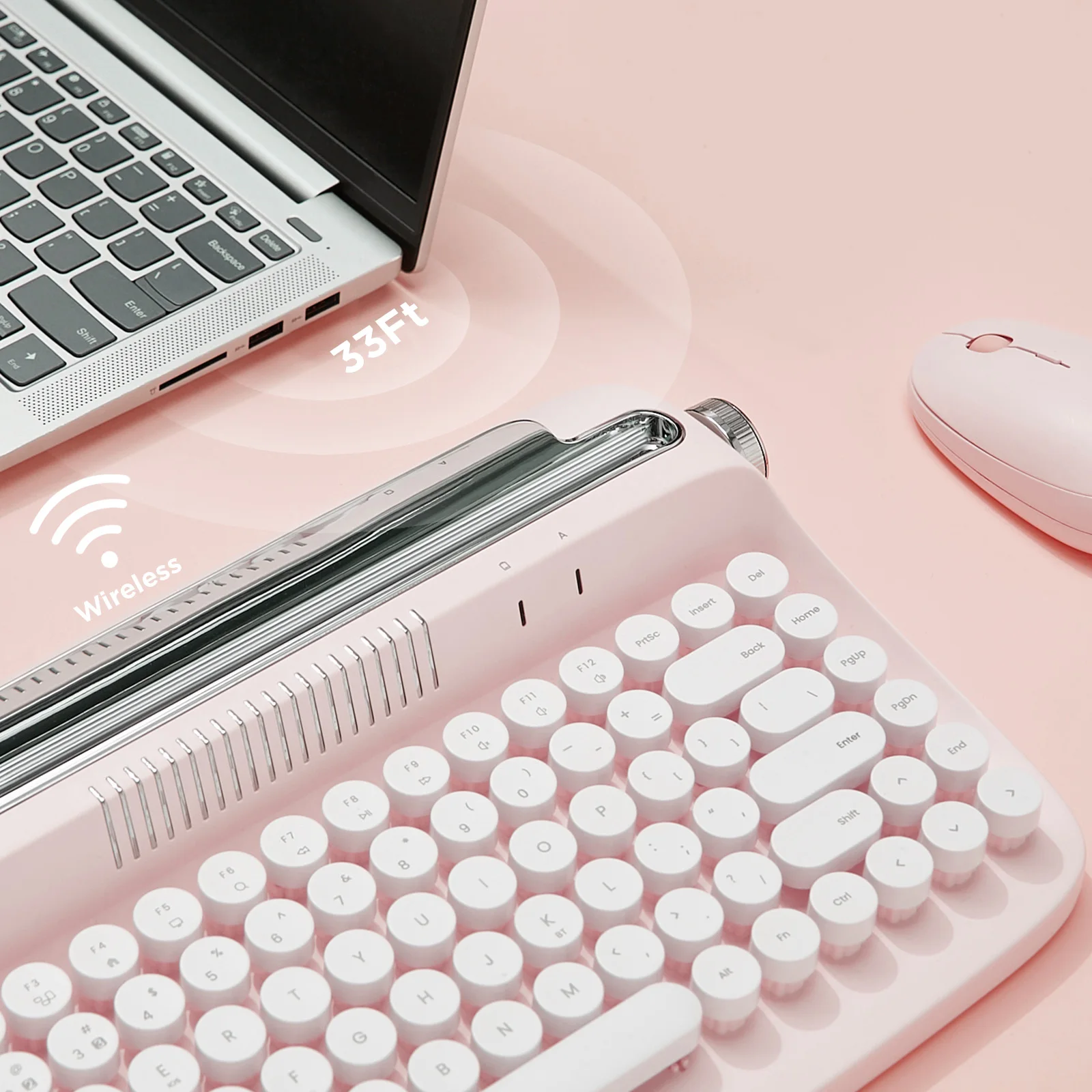 タイプライター キーボード メカニカル B703 キーボード Bluetooth タイプライター風の青軸キーを搭載、ポータブルBluetoothキーボード