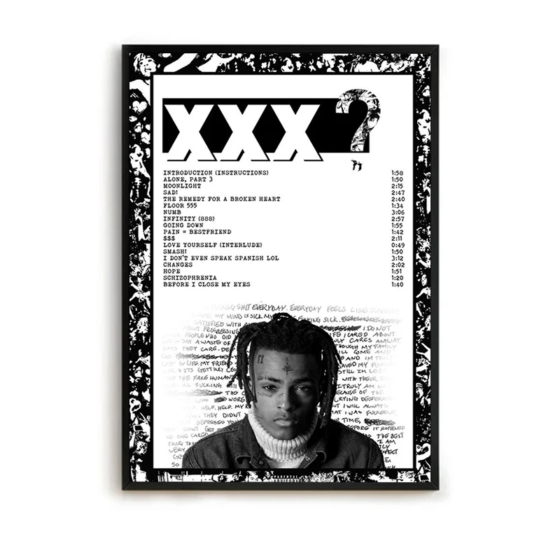 Hip Hop Rap Wall Art Hip Hop Z-XXXTentacion Music Cover Album HD Canvas Poster Print Living Room Bedroom Home Decor