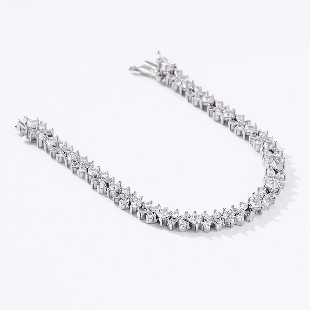 S925 Sterling Silver Four Leaf Clover Bracelet For Women Princess Pear Cut Diamond Zircon Bracelets Trendy Wedding Jewelry Gifts image 5