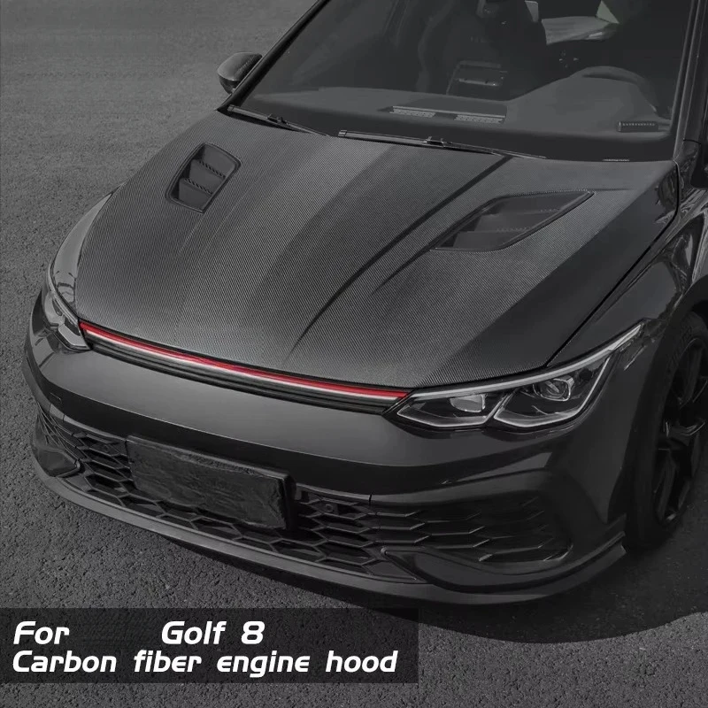 High Quality Carbon Fiber Front Engine Hood Fit 8 Mk8 Gti Pro R-Line Car Upgrade Parts