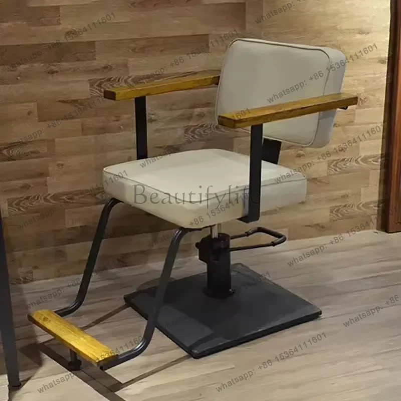 LSJapanese Retro Barber Chair Dyeing Hair Luxury Cream Wind Unique Barber Chair High-end Rotate Silla De Barbero Home Furnitur