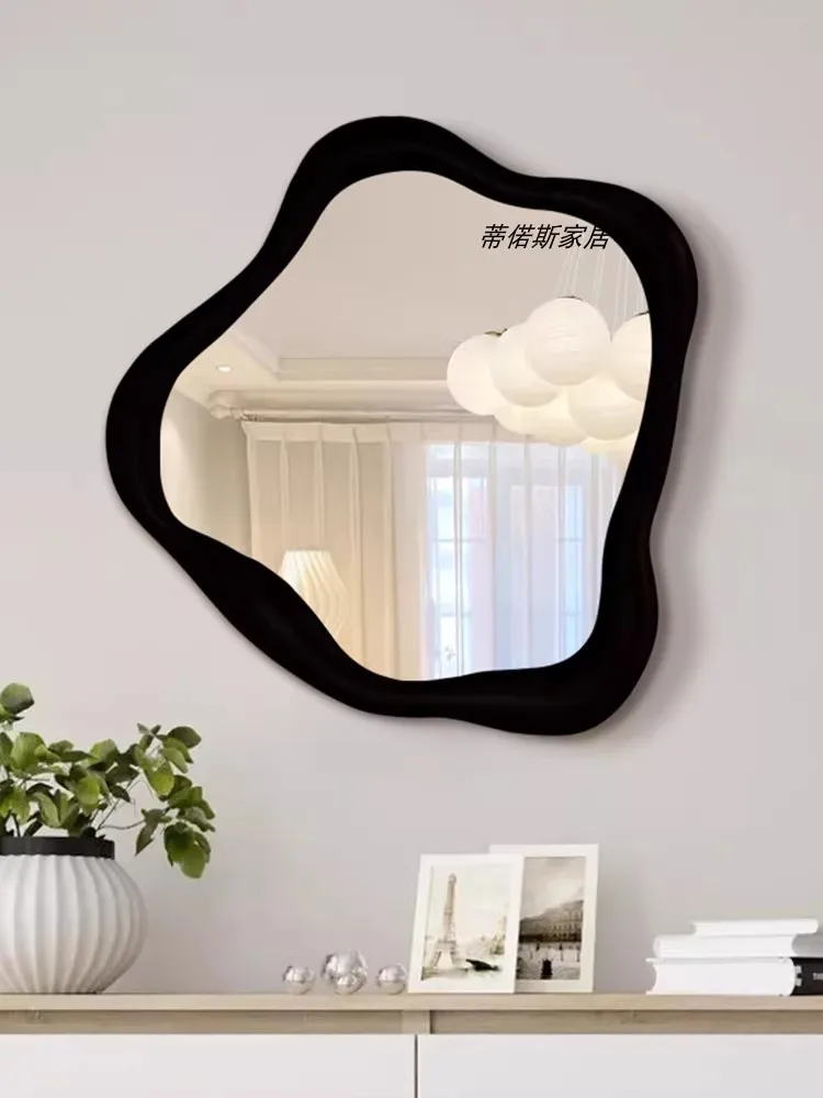 Irregular Frame Cosmetic Mirror Nordic Light Luxury Style Art Decoration Mirror Home Living Room Wall-Mounted LED Light Mirror