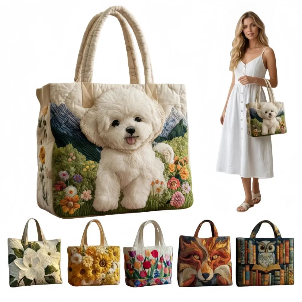 Vintage Women Printed Tote Bag Lightweight Canvas Luxury Shoulder Bag 2D Printed Patterns Large Capacity Travel Handbag