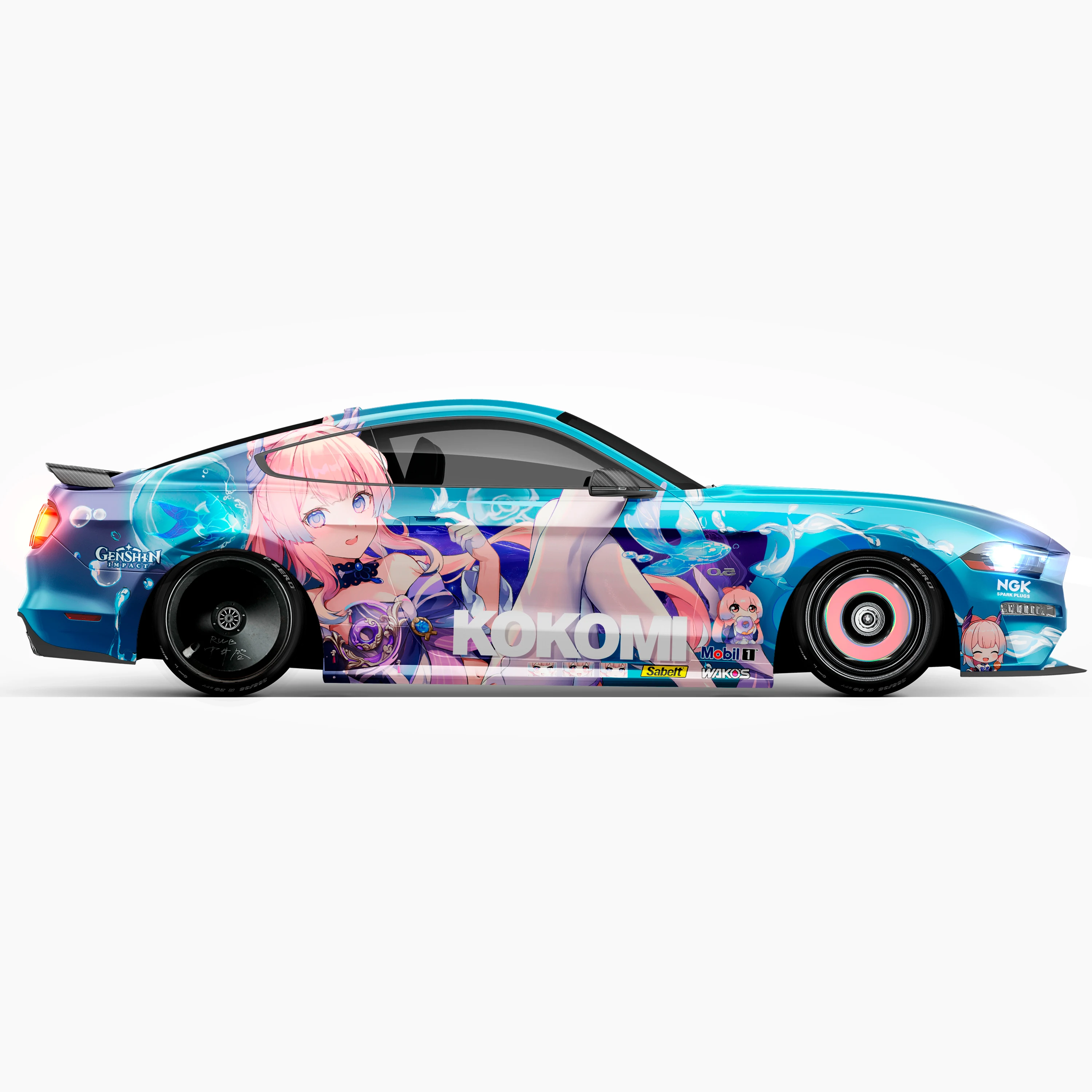 Wholesale Genshin Impact Itasha 05 Anime Girl Car Side Wrap Full Color Graphics Vinyl Livery Decal JDM Sticker Fit with Any Cars