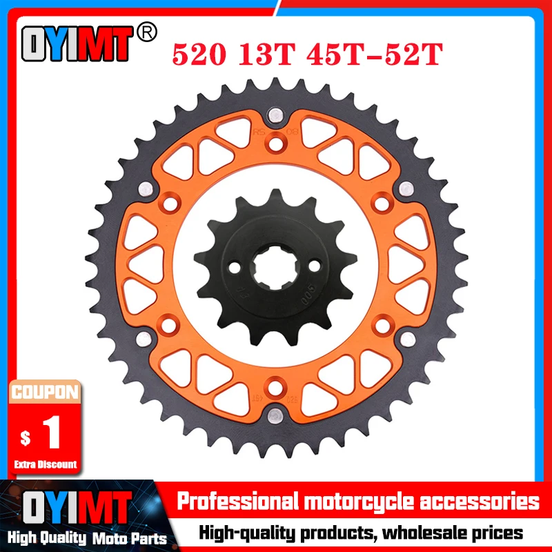 

13T 45T-52T 520 Chain Motorcycle Front & Rear Sprocket For HONDA XR250R XR250 R XR 250R 1990 1991 1992 1993 1994 1995