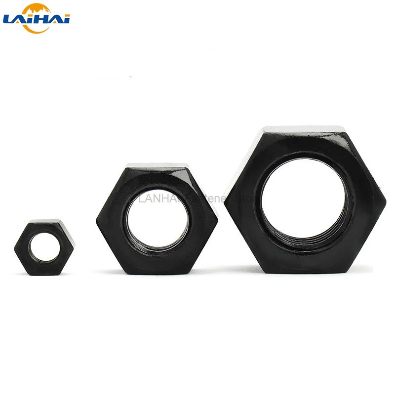 5/50pcs M1.6 M2 M2.5 M3 M3.5 M4 M5 M6 M8 M10 M12 DIN934 Black 304 Stainless Steel Hex Nut Hexagon Nut Metric Thread