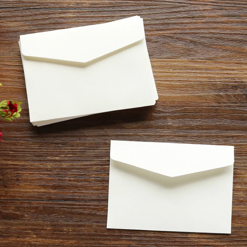 Mini sobre multiusos en blanco para tarjetas de regalo, sobres de papel para dinero en efectivo, embalaje sin palabras, 100 piezas