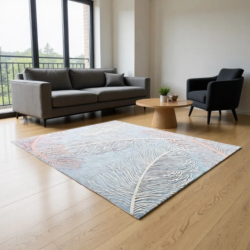 Tapis en coton et soie avec plumes de phénix, tissé à la main, pour salon et chambre à coucher, nouvelle sculpture de luxe chinoise