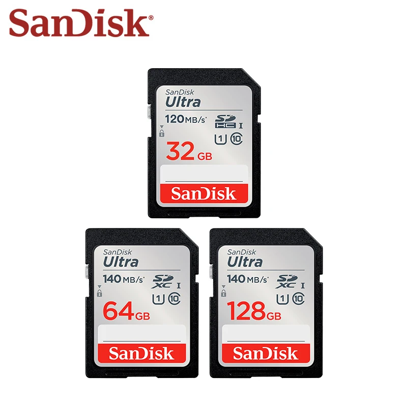 Sandisk Original SD Card 32GB Read up to 120MB/s C10 Flash Memory Card 256GB 128GB 64GB SDXC High Speed Video Card for Camera