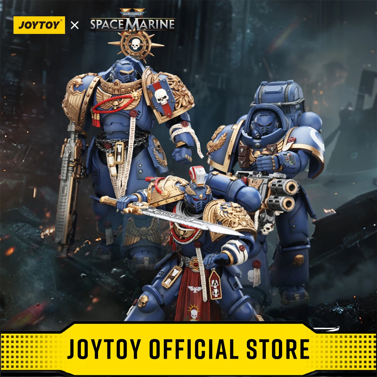 

Фигурки JOYTOY Warhammer 40k 1/18, ультрамарин, тяжелая реликтовая броня Primus с тяжелым релическим болтом, винтовка