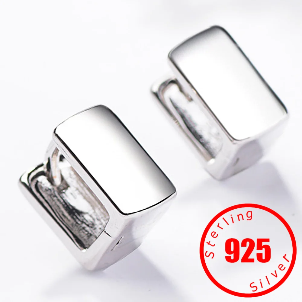 2024 Hot 925 Sterling Silver Cute Square Hoop Earrings For Women smooth Luxury Sterling Silver small Earring Jewelry