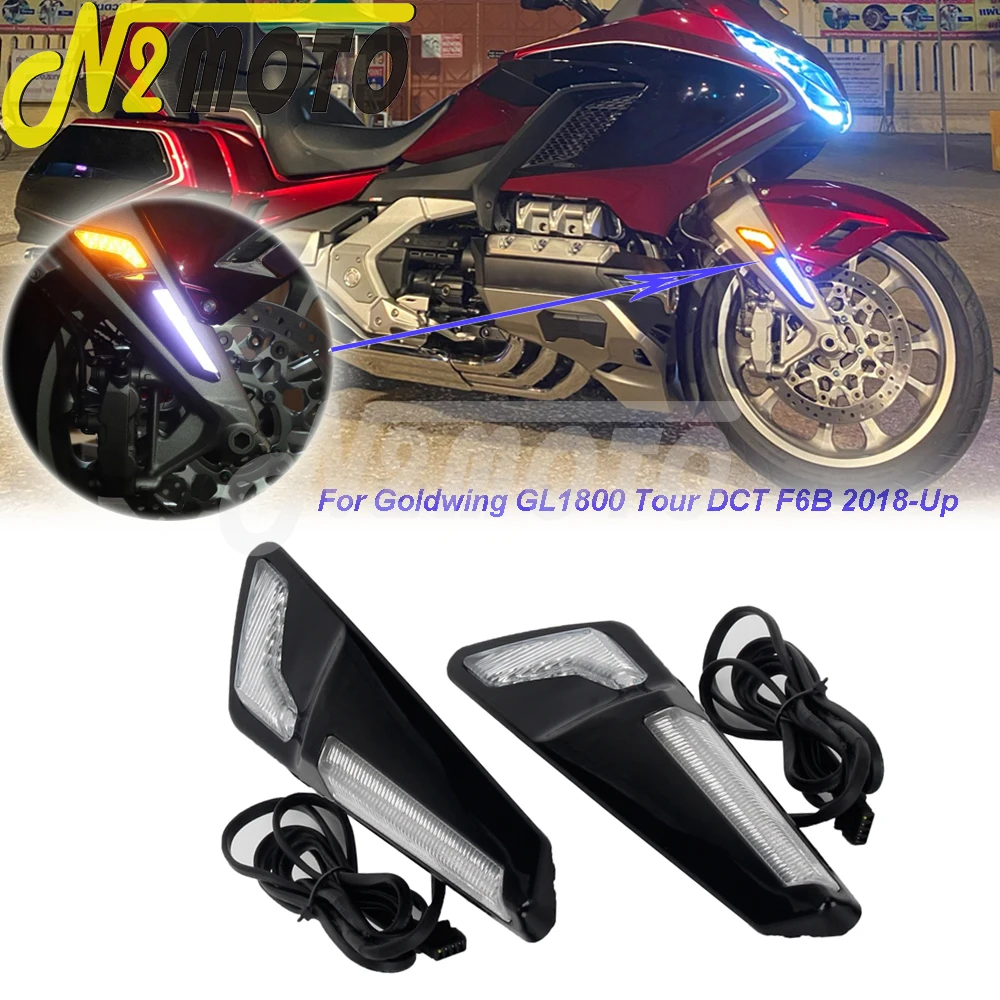 

Black Chrome Motorcycle Front Fork Brake Mounted NAV LED Lights For Honda GL1800 Gold Wing GL 1800 Tour F6B 2018 2019 2020 2021