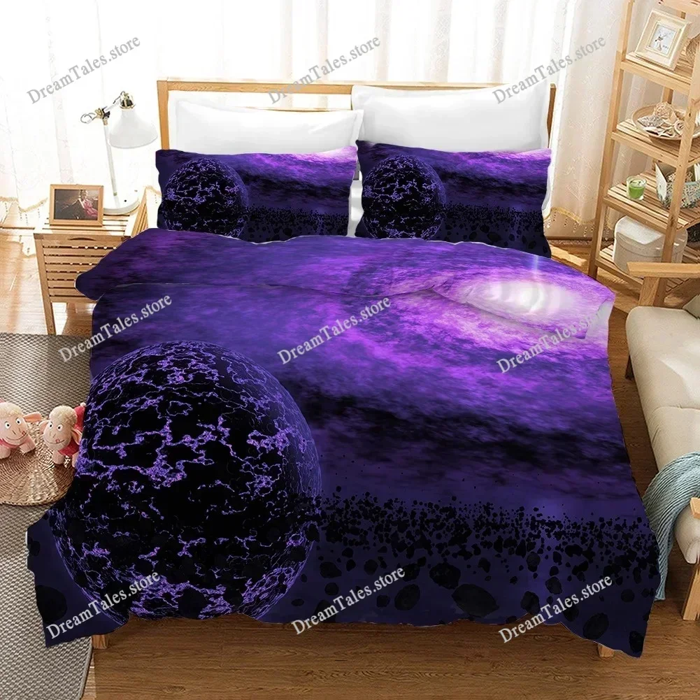 Starry Sky Duvet Cover Set Microfiber Outer Space Theme Comforter Cover Teens Boys Quilt Cover 3D Starry Sky Series Bedding Set3