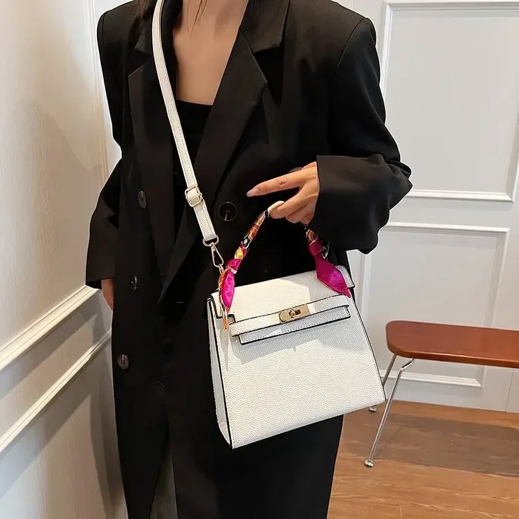 

2025 High-Texture Kelly-Style Shoulder Bag | Women's Small Square Messenger | Versatile for Work & Play