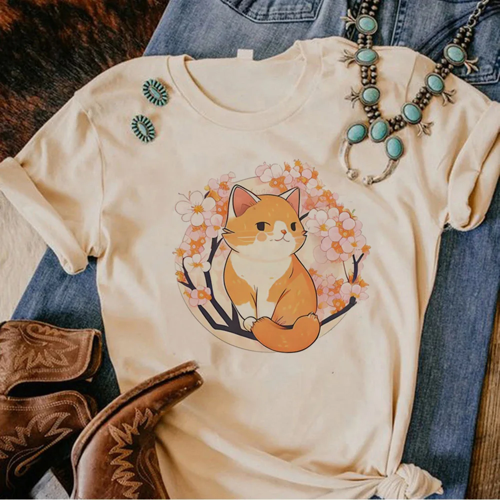 

Cute Cat t-shirts women anime streetwear comic top girl anime streetwear clothing