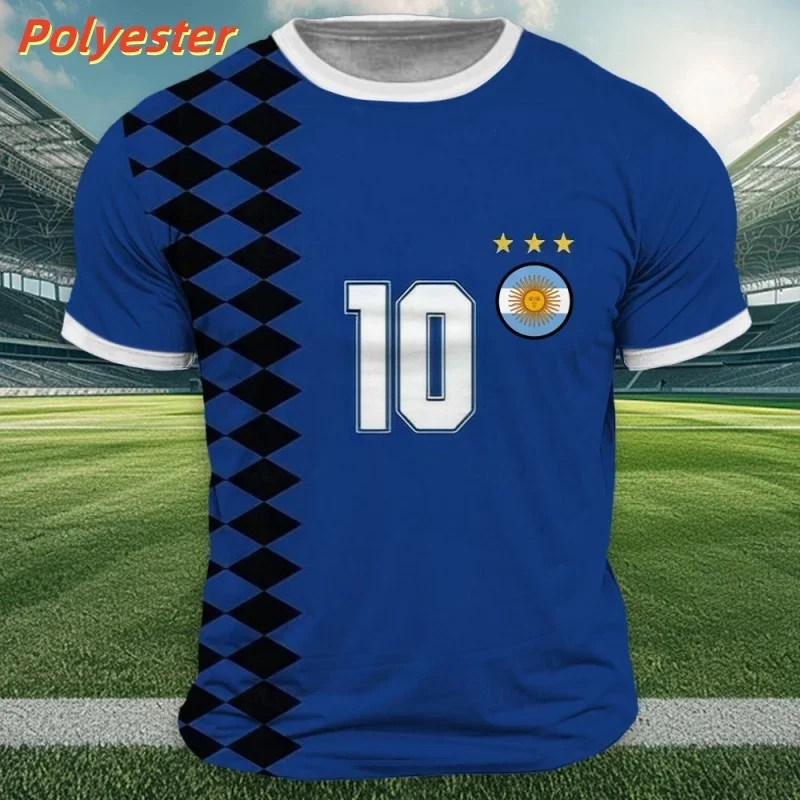 ثلاثية الأبعاد طباعة كرة القدم الأرجنتينية تي شيرت للرجال الأرجنتين الجرافيك قصيرة الأكمام تيز الصيف موضة الجولة الرقبة بلايز الشارع تي شيرت