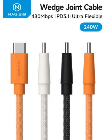 Hagibis USB C to USB C Cable Type-C 240W Fast Charging Cord Wedge Plug PD3.1 Charger Cable for iPhone 17 Pro Max Tablet Carplay
