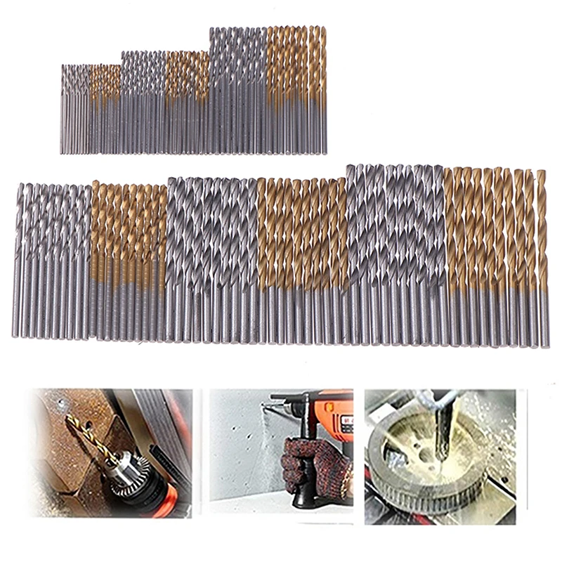 

60Pcs Silver/Gold Drill Set Woodworking Twist Drill Bit 1-3.5mm High Carbon Steel Round Shank Spiral Groove Design