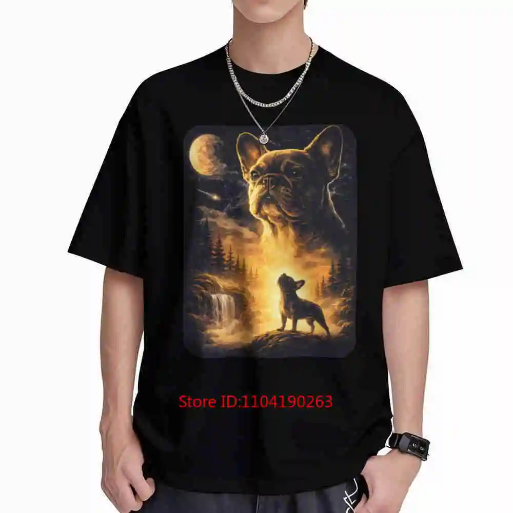 French Bulldog Howling Moon Short Sleeve Tee 100% Cotton T-Shirt
