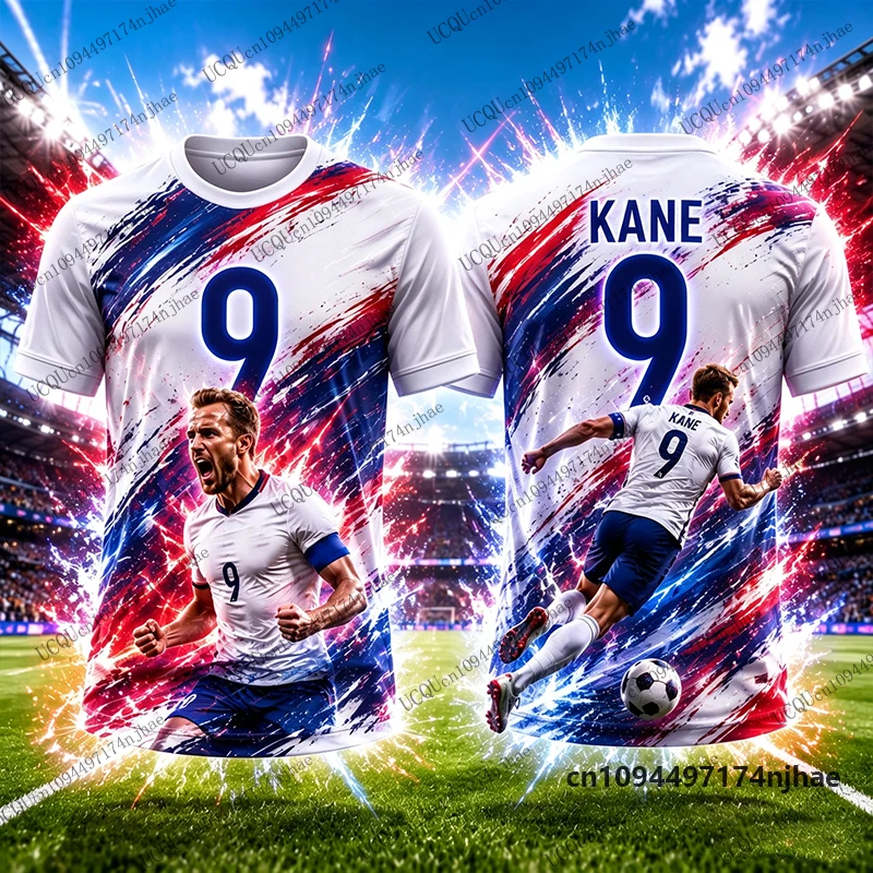 2026 New Special Kane No.9 Print Football Jersey Men‘s T-shirt Summer England Fans Sports Training Tees Casual Kids/Adult Tops