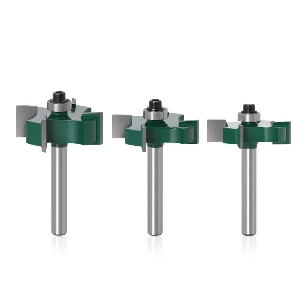 1PC 1/4 "6.35MM Shank Milling เครื่องตัดไม้แกะสลัก T ประเภทแบริ่งเครื่องตัดไม้เกรดอุตสาหกรรม Rabbeting เครื่องมือ Router Bit