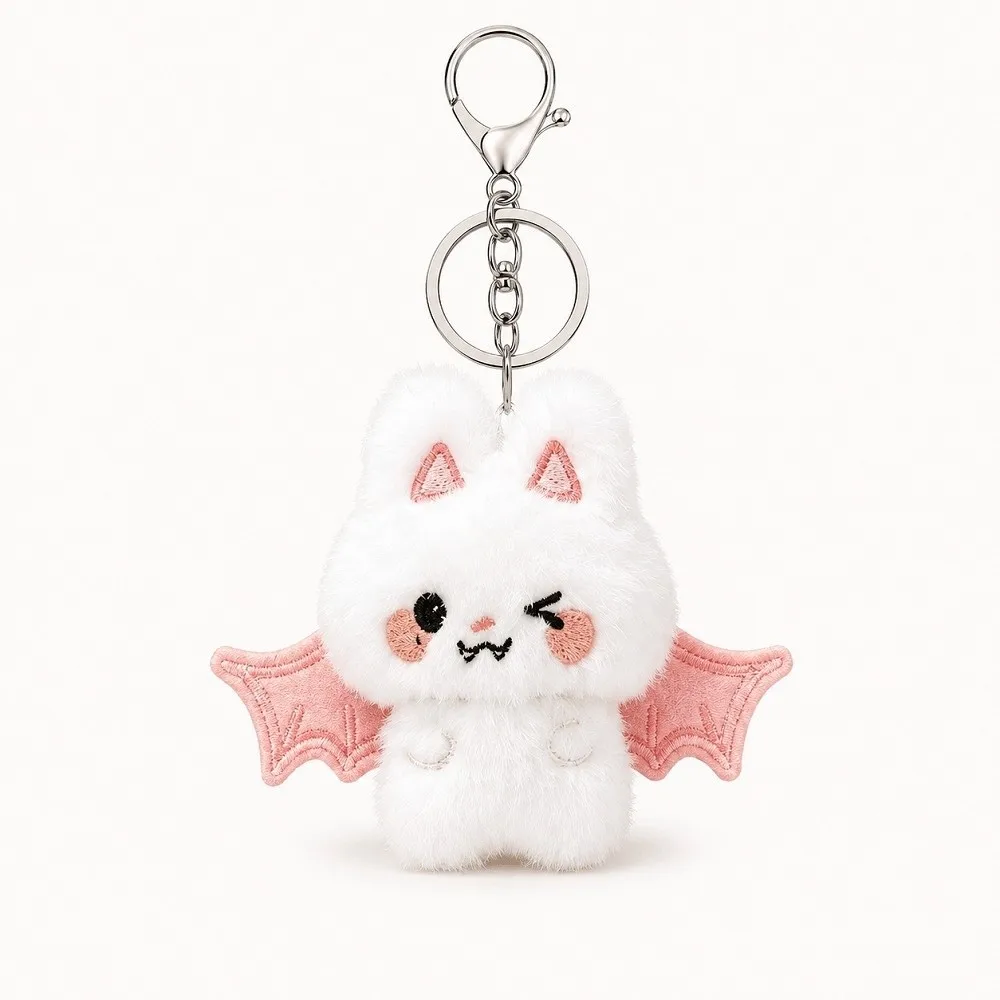 6pcs Cute Design Kawaii Halloween Keychains Cartoon Pendant Stuffed Animal Doll Rabbit Bear Bag Charms Daily Decoration