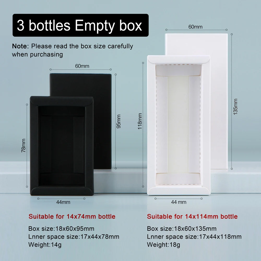 Empty Packaging Boxe Kraft Paper Box White box And Black Box Suitability 14*74mm 14*114mm 3 Pack Perfume Bottles No Bottle