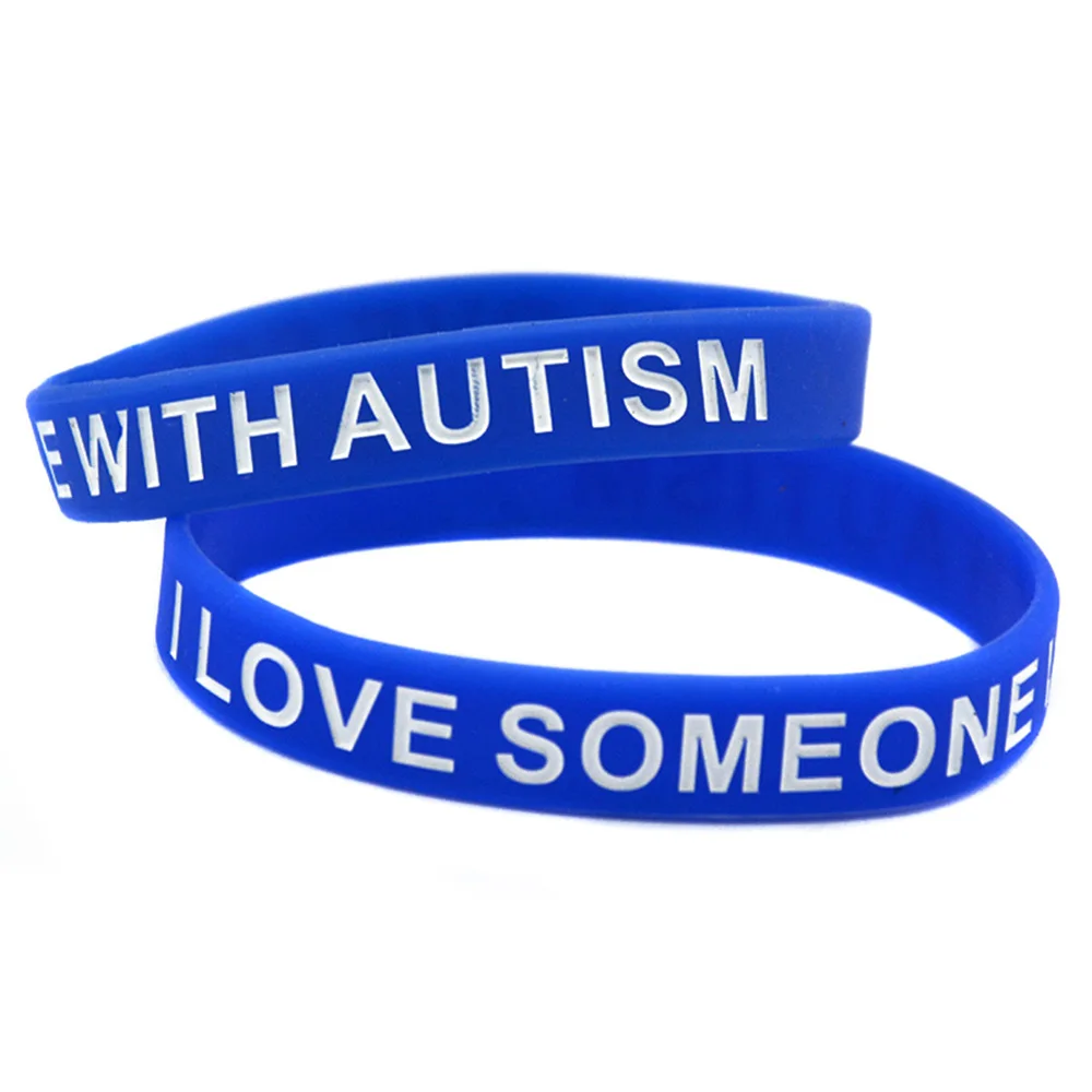 1 PC I Love Someone With Autism Supporting Silicone Bracelet Medical Rubber Wristband Soft Motivational Bangle Adult Size