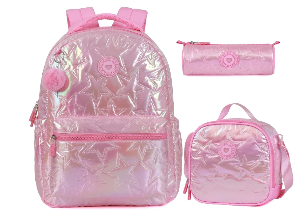 School Bag for Teens Girls Bag Backpack Set,3 PCS Kids Backpack for Women 15.6 Inch Laptop Middle High School College Student