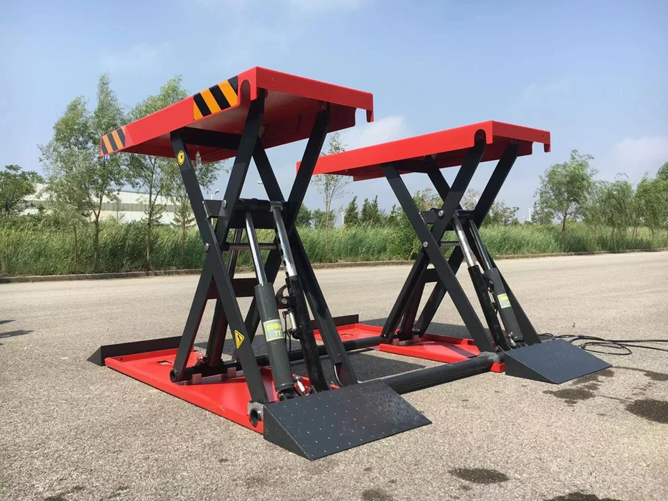 Hot Sale 1.4M Pneumatic Unlocking Four Cylinders Mobile Mid-position Scissor Car Lift Movable Scissor Vehicle Lifting Machine