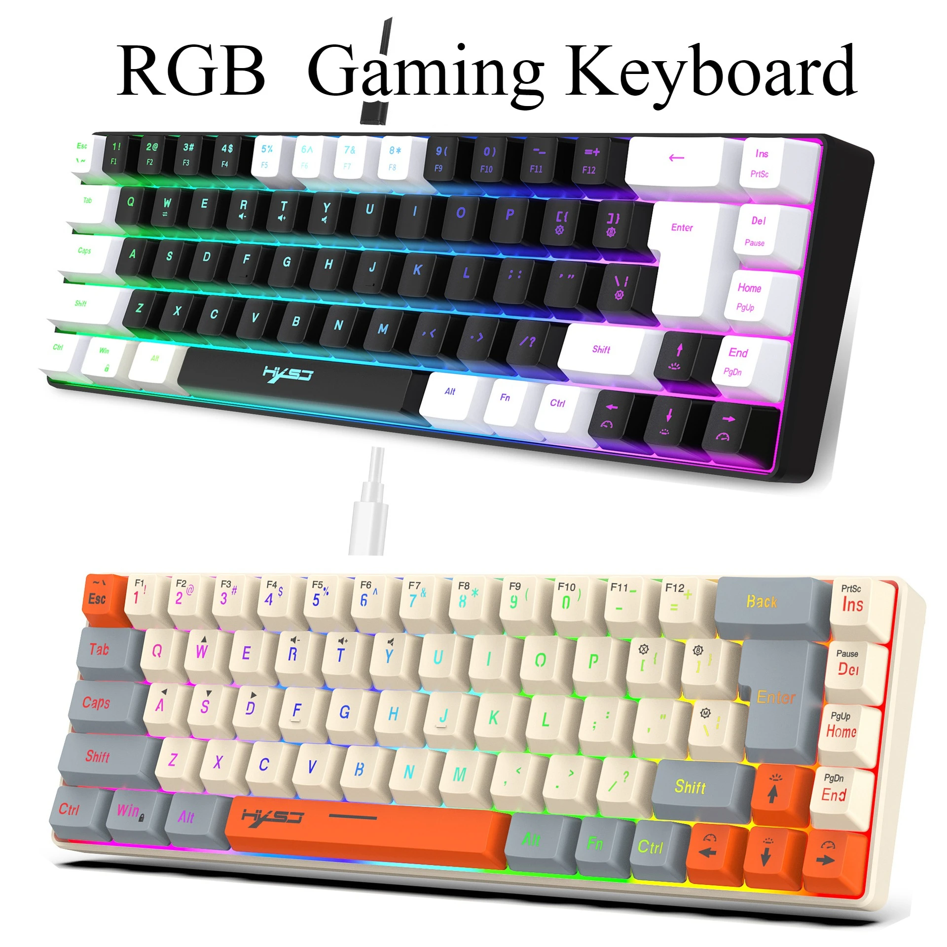 

Teclado para computadora RGB key board gamer 60% Backlit 68 Key teclados USB Wired Gaming Keyboard Membrane Keyboard pc Laptop