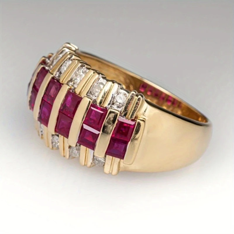 تصميم ريترو صغير مرصع بحلقة هندسية من الزركون، مجوهرات إكسسوارات حفلات العطلات العصرية المخصصة للنساء #5