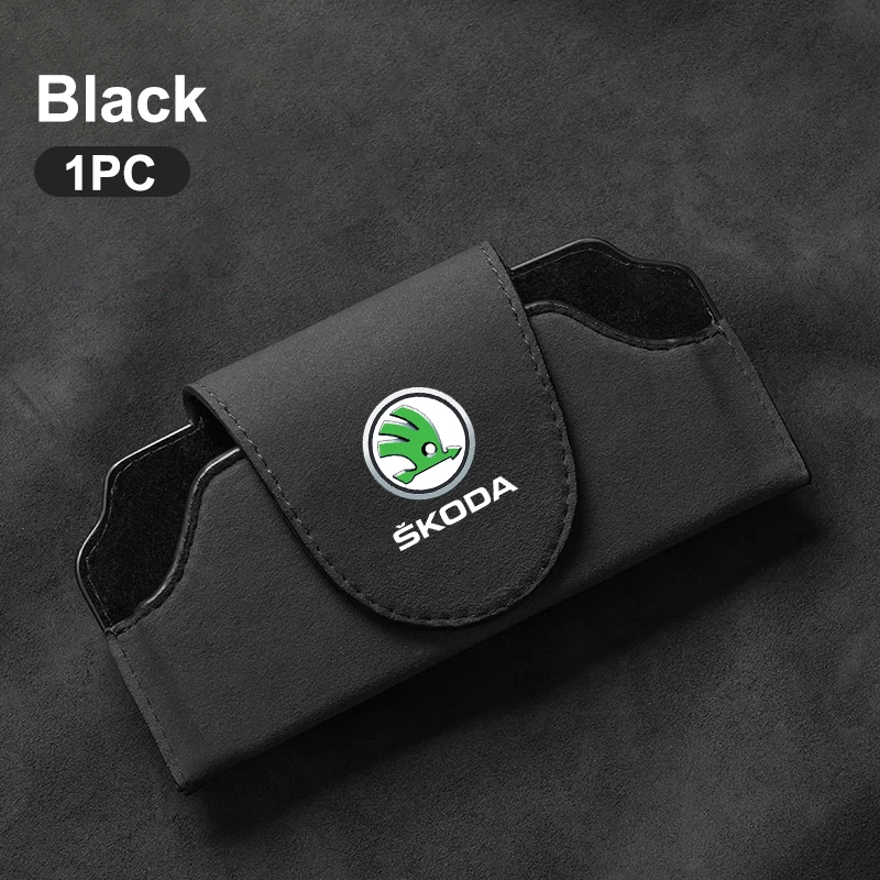 جديد الجلد المدبوغ سيارة الداخلية نظارات حالة النظارات صندوق تخزين كليب لسكودا اوكتافيا السريع كودياق رائع مشتق كاروك فابيا Kamiq #4